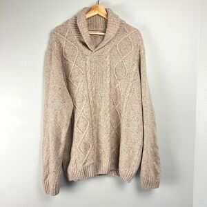 Luca Nobili Mens XXL Shawl Collar Cable Knit Wool Blend Sweater Italy Fisherman